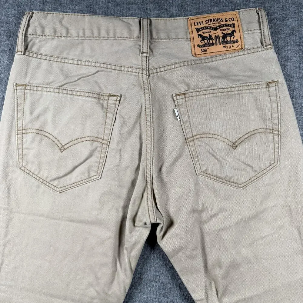 Levis 508 Jeans Mens 29x29 Beige Tapered Leg Regular Fit Denim Casual Pants